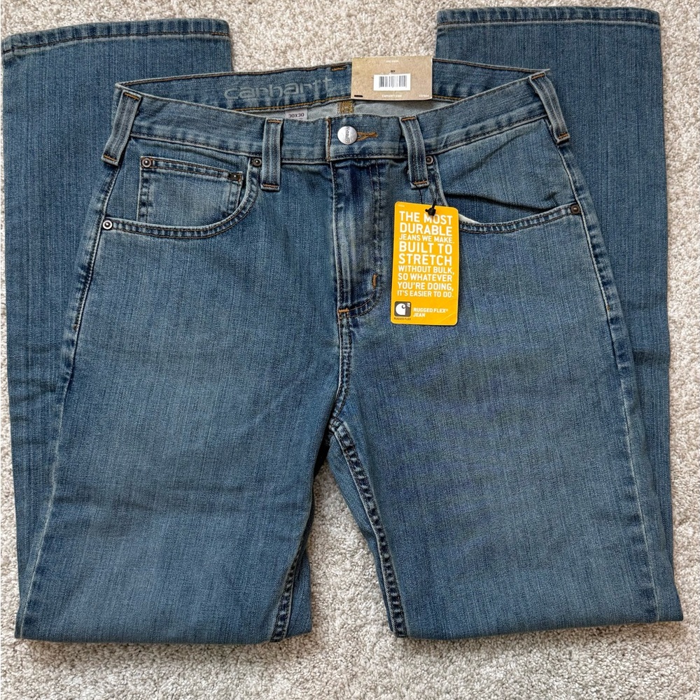 Carhartt Straight Leg Jeans in Medium Blue Denim